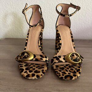 COACH Cheetah Print Block Heel Sandals – Ankle Strap Slingback Heels